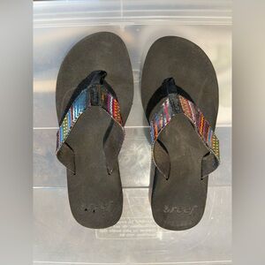 Reef Black Sandals with Colorful Straps